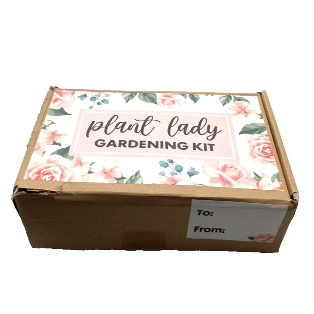 The Plant Lady Gardening Gift Box by Percozzi Tools Apron Gloves & Hat Open Box